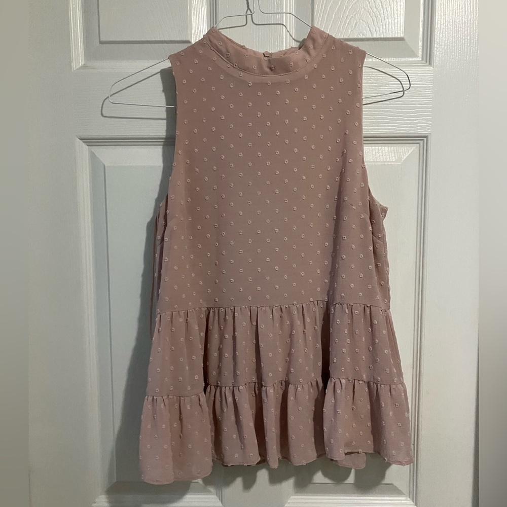 Dusty Rose Whimsical Tiered Ruffle Feminine Babydoll Sleeveless Women’s Small